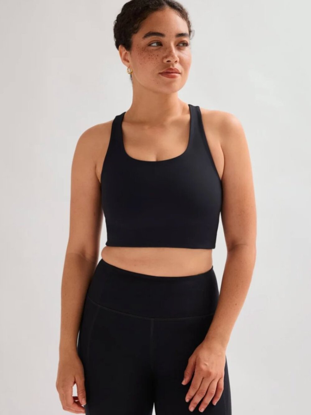 Girlfriend Collective Black Crop Bra Top, Size Small